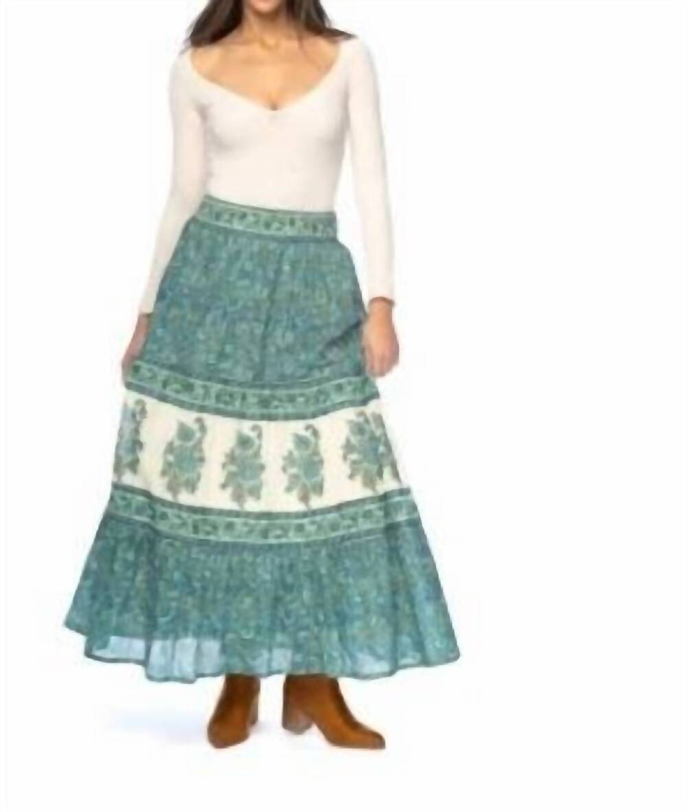 NEW MAHILA maxi tiered skirt in green